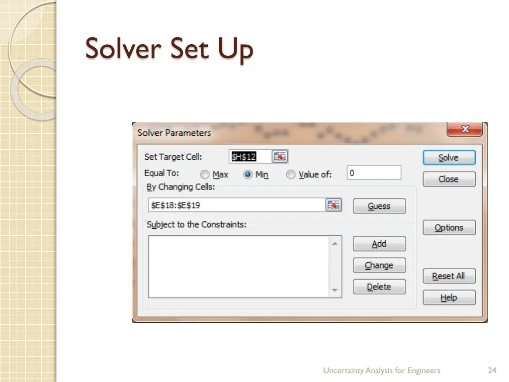 solver set up