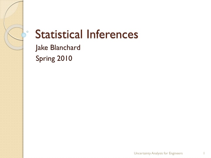 statistical inferences jake blanchard spring 2010