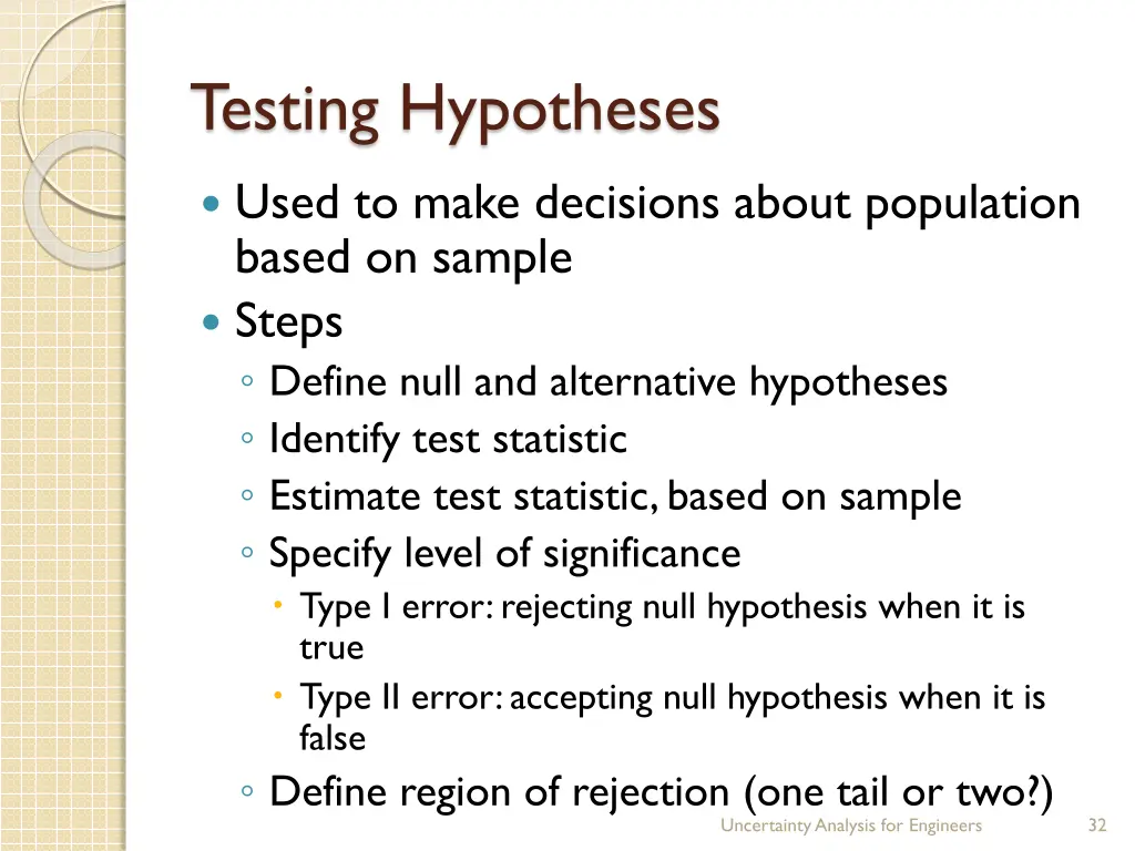 testing hypotheses