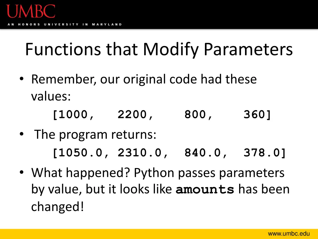 functions that modify parameters 12