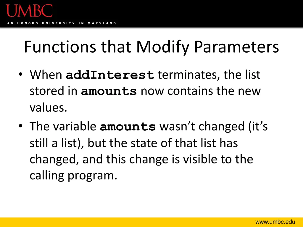 functions that modify parameters 16