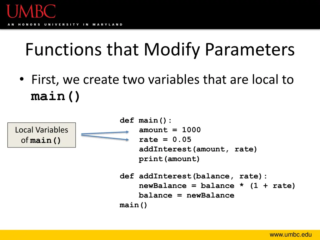 functions that modify parameters 3