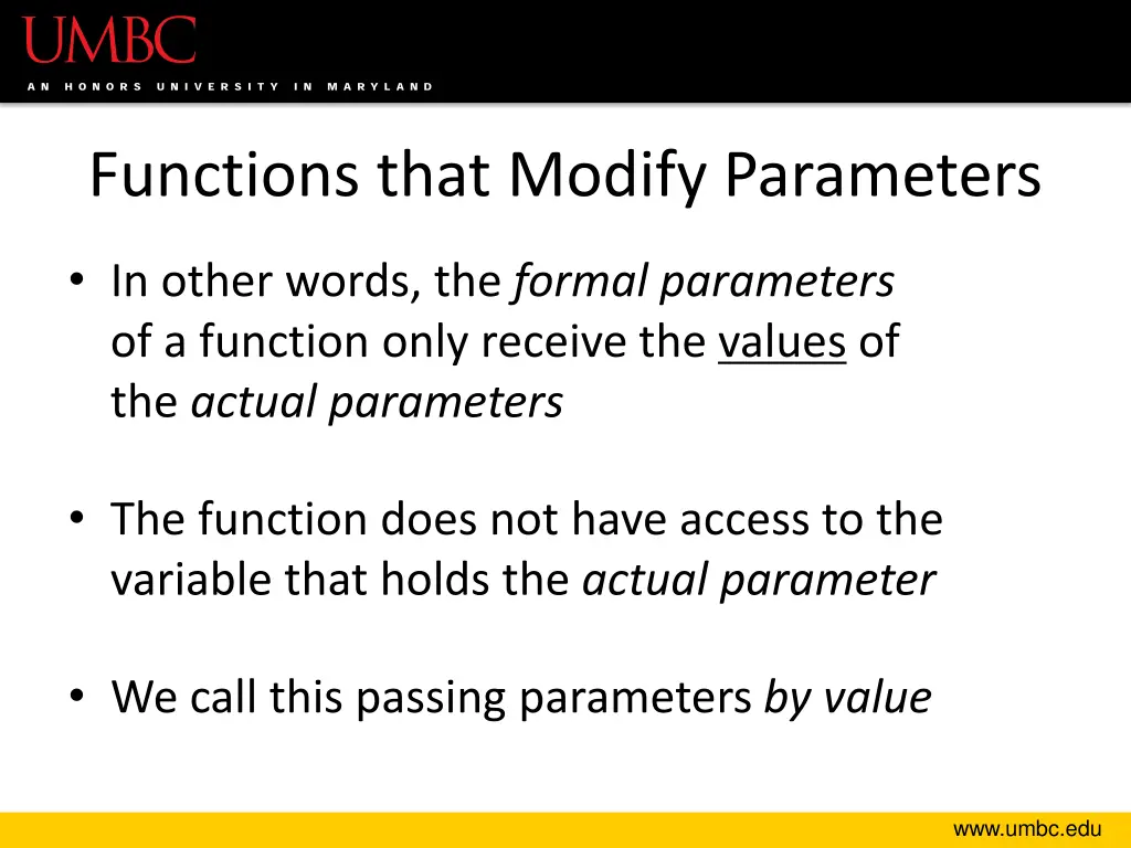 functions that modify parameters 5