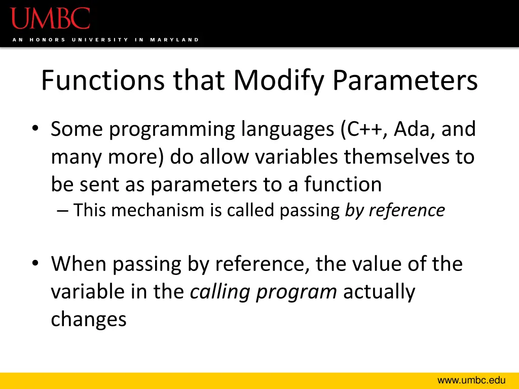 functions that modify parameters 6