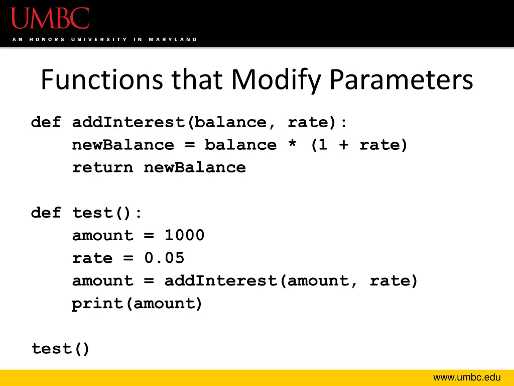 functions that modify parameters 8