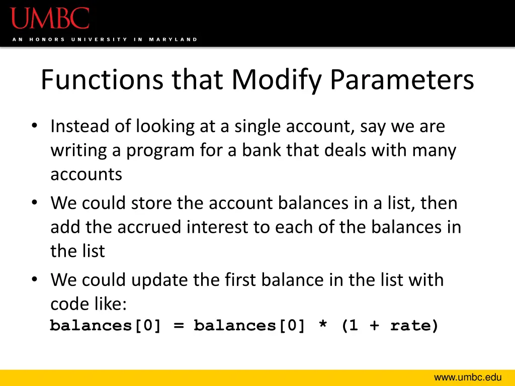 functions that modify parameters 9