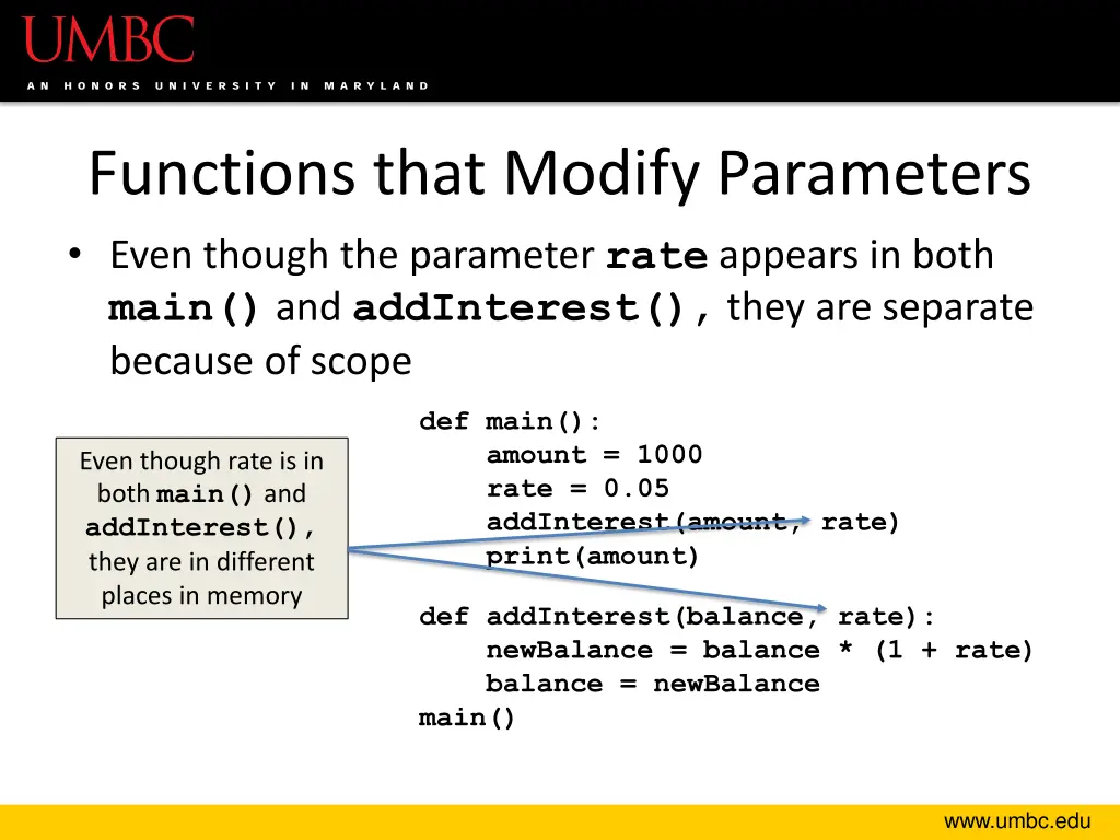 functions that modify parameters even though