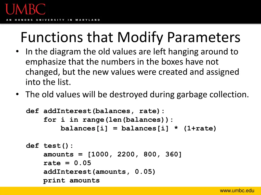 functions that modify parameters in the diagram