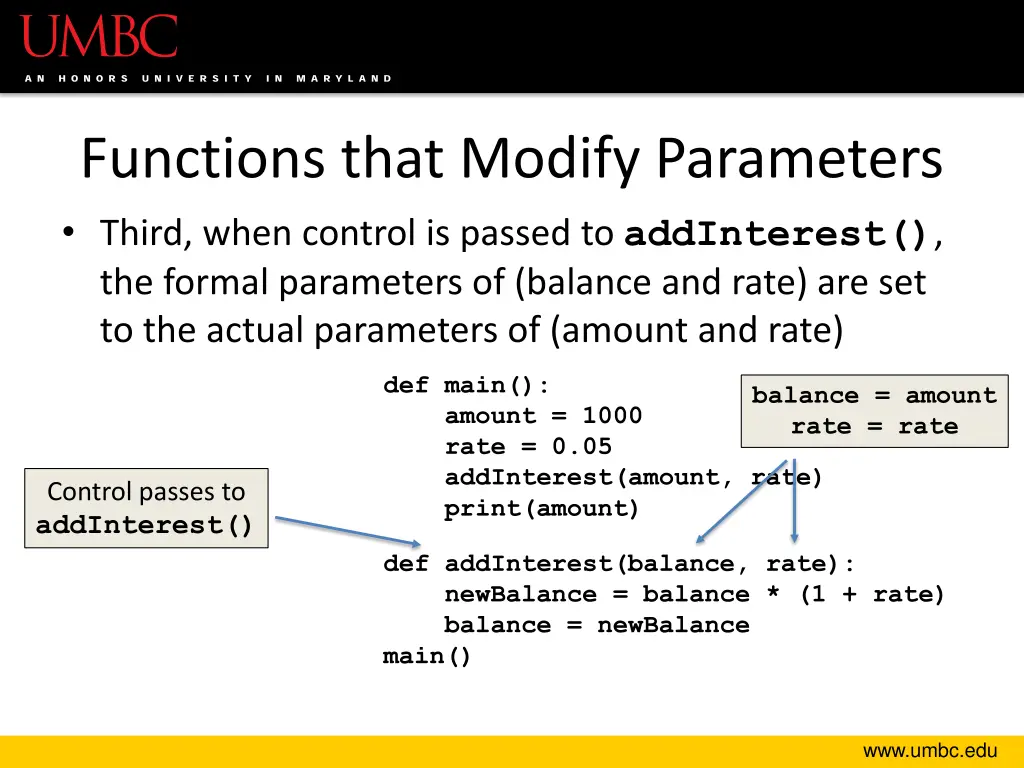 functions that modify parameters third when