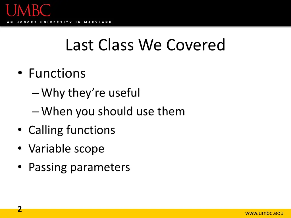 last class we covered