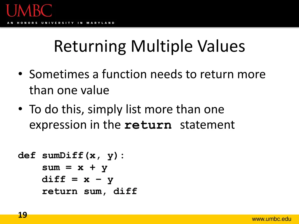 returning multiple values