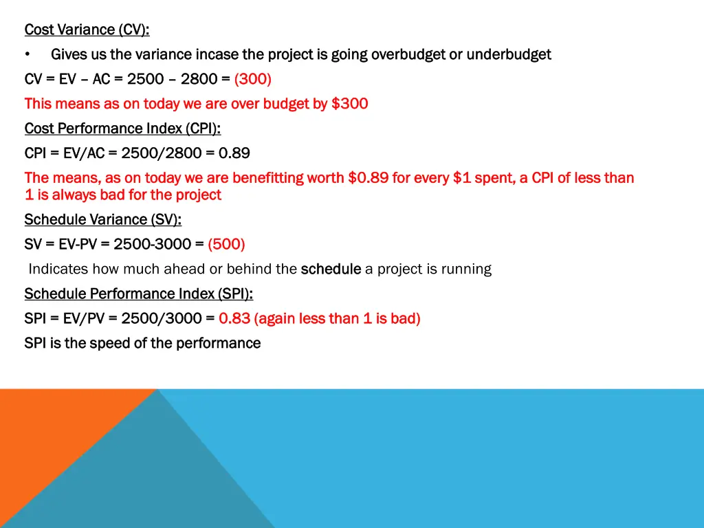 cost variance cv cost variance cv gives