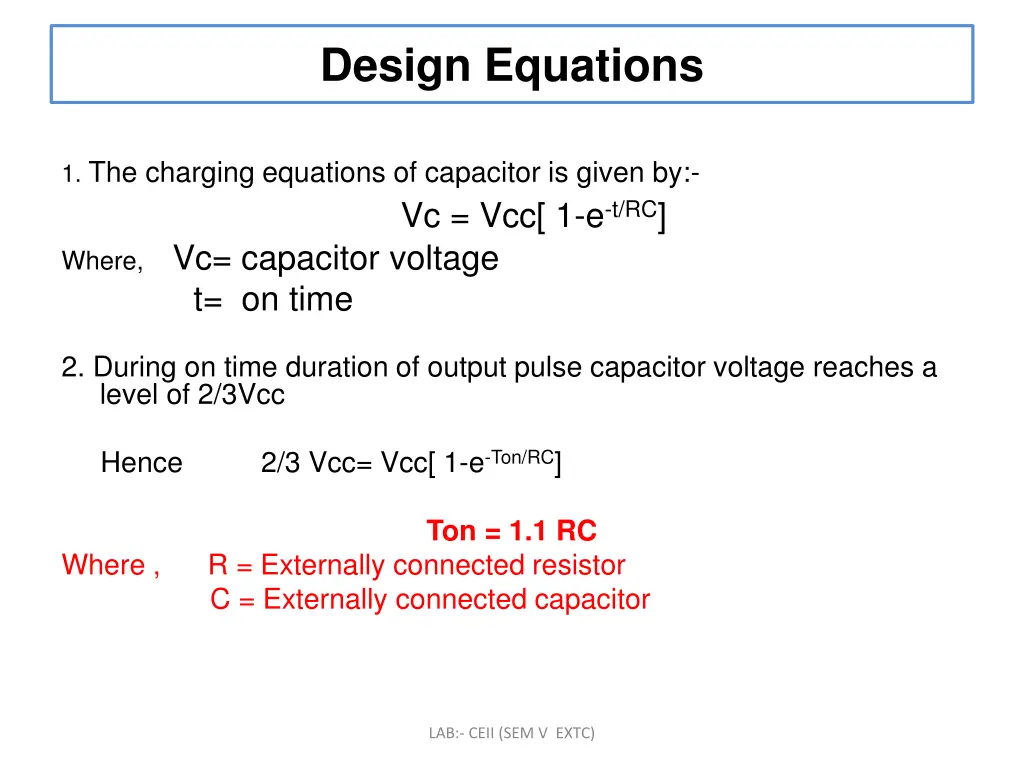 design equations