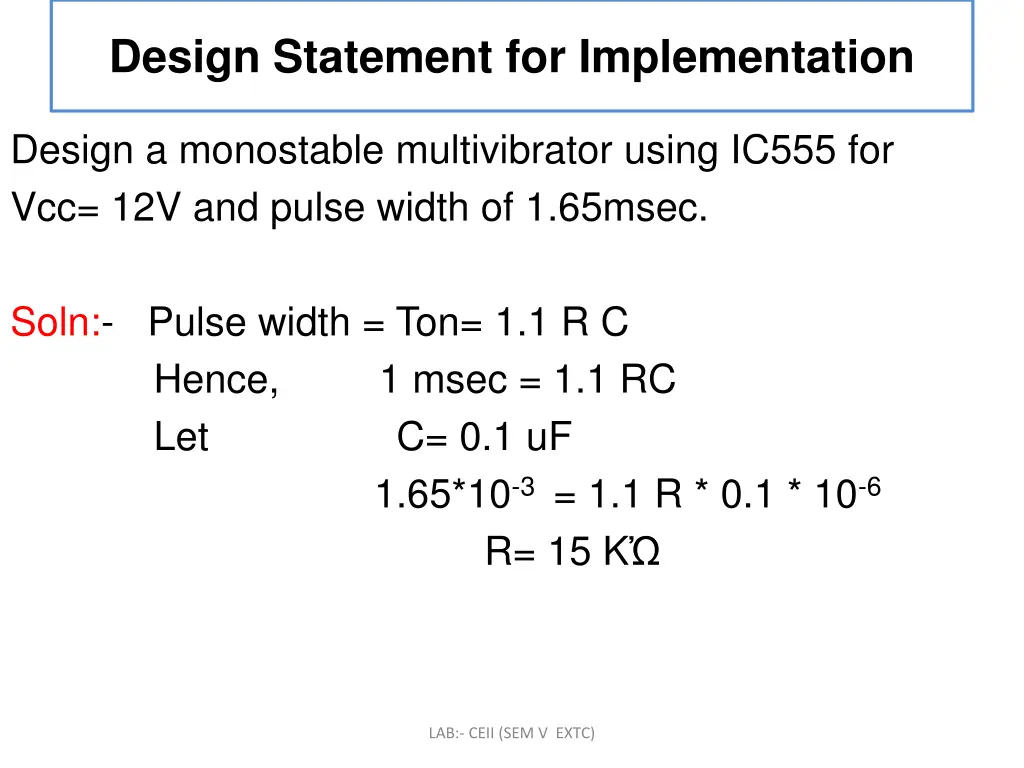 design statement for implementation