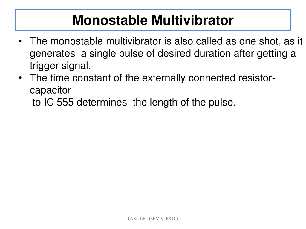 monostable multivibrator