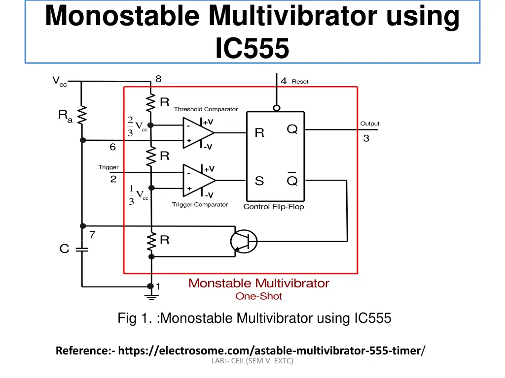 monostable multivibrator using ic555