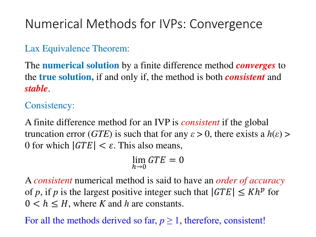 numerical methods for ivps convergence