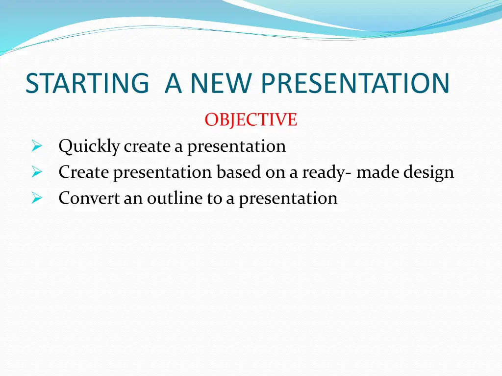 starting a new presentation