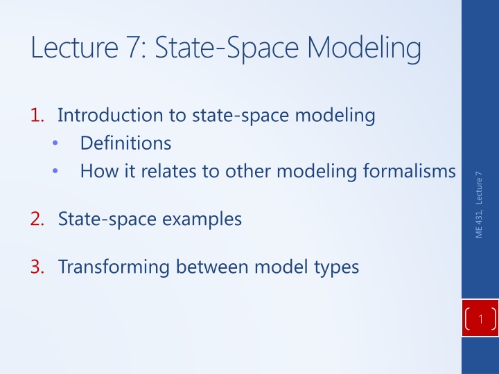 lecture 7 state space modeling