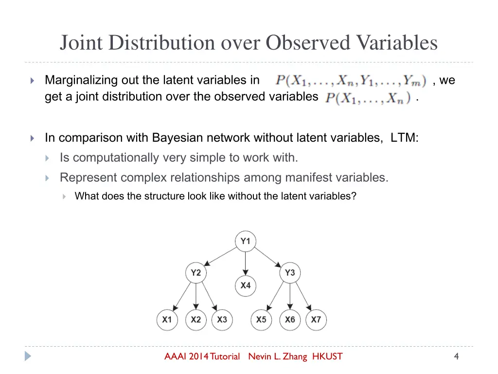 joint distribution over observed variables