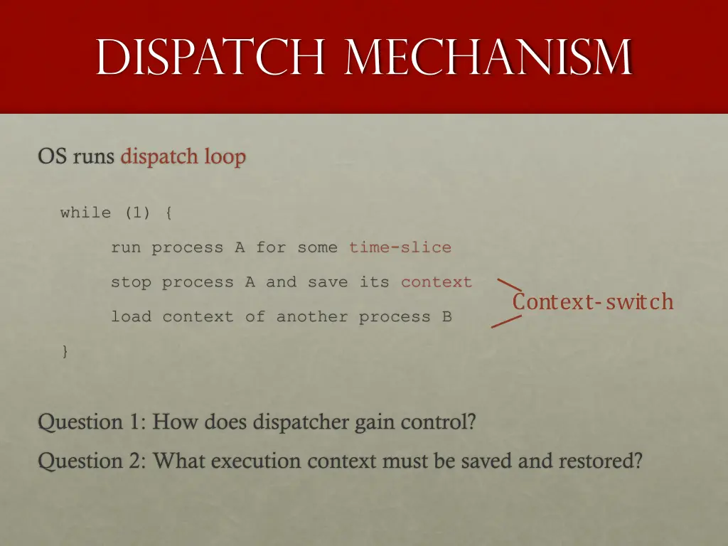 dispatch mechanism