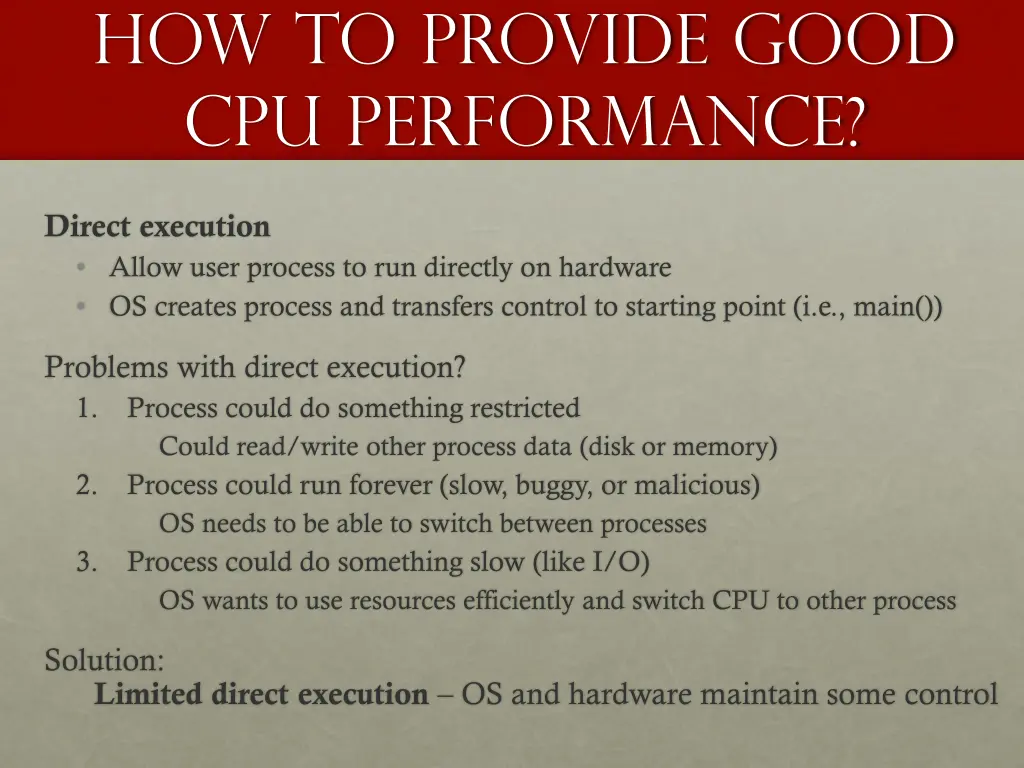 how to provide good cpu performance