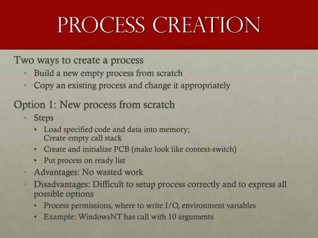 process creation