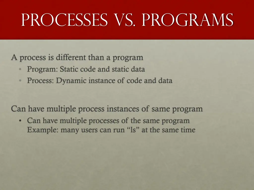 processes vs programs