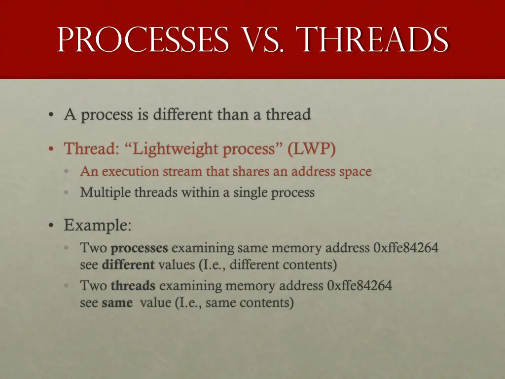 processes vs threads