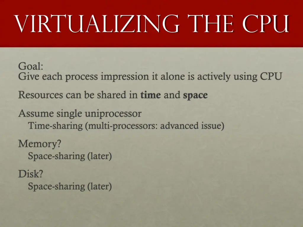 virtualizing the cpu