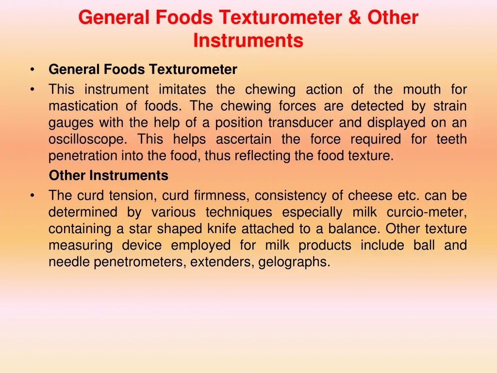 general foods texturometer other instruments