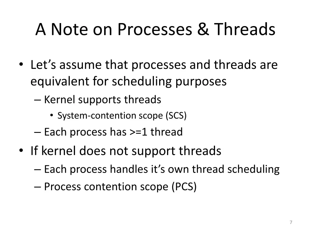 a note on processes threads