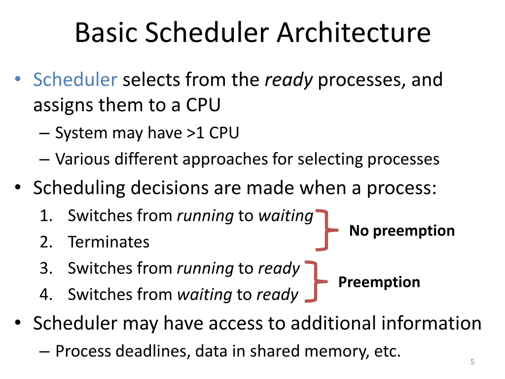 basic scheduler architecture