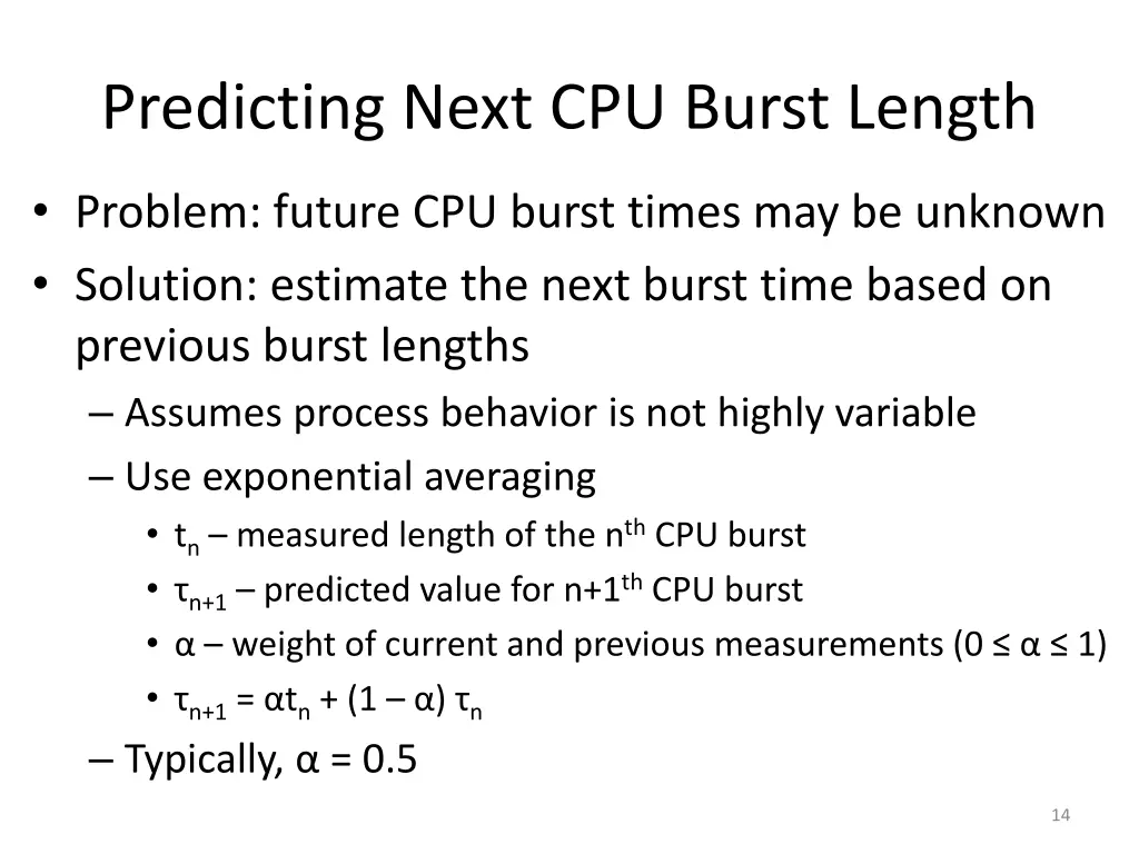 predicting next cpu burst length