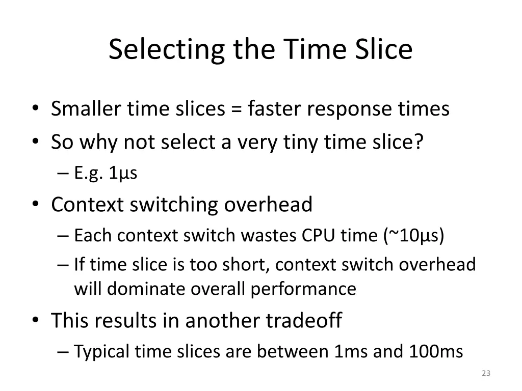 selecting the time slice