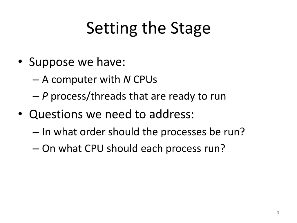 setting the stage