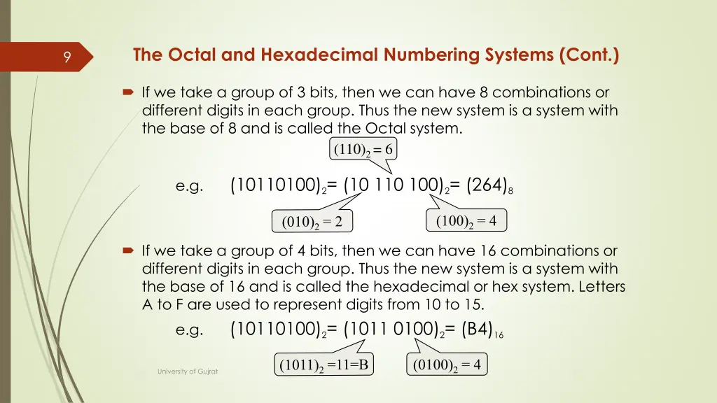 the octal and hexadecimal numbering systems cont