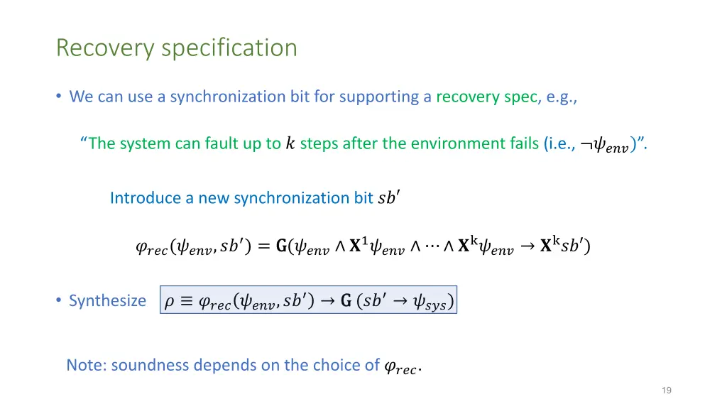 recovery specification