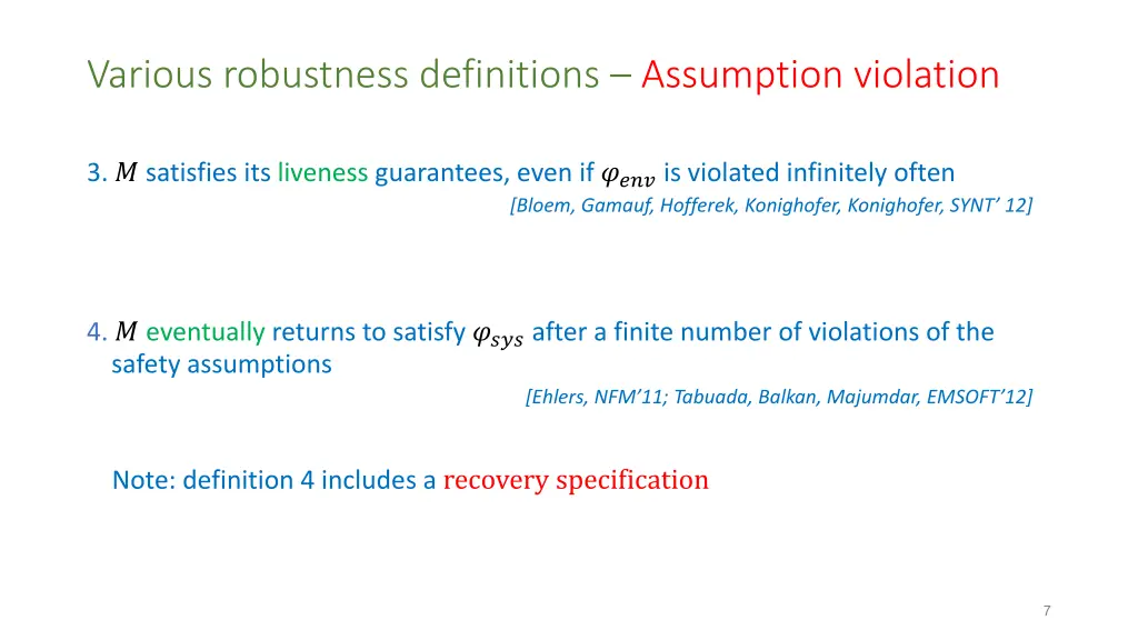 various robustness definitions assumption 1