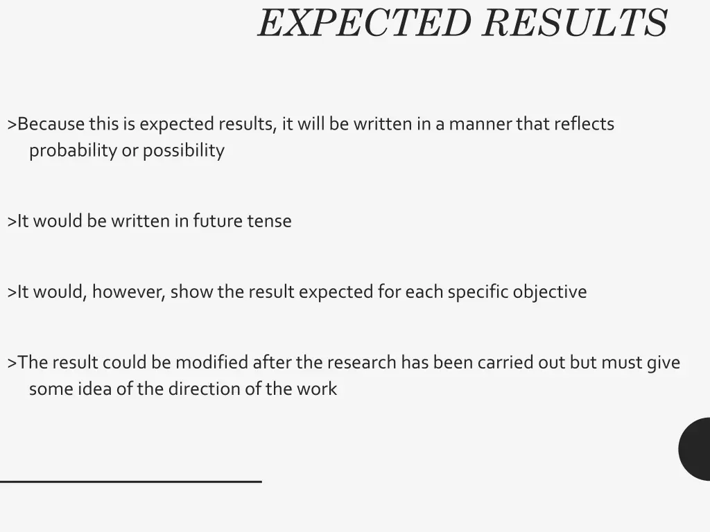 expected results