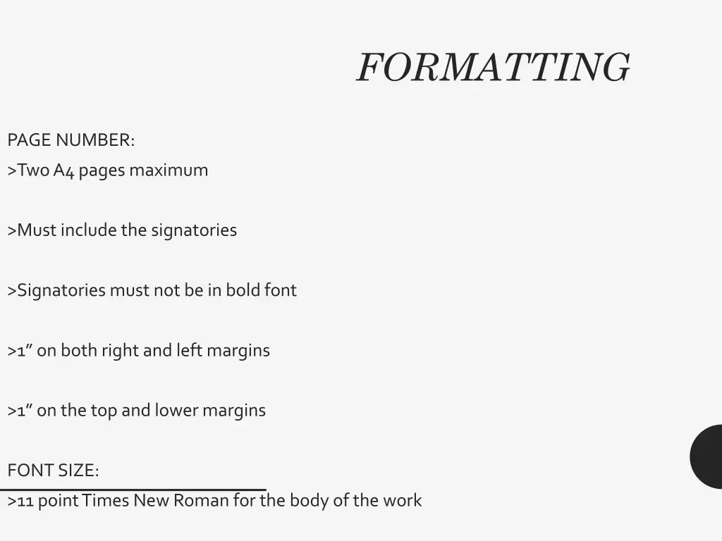 formatting