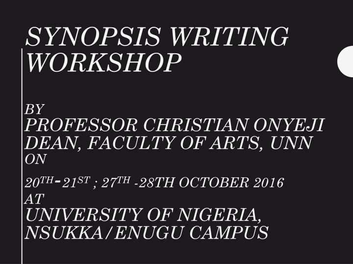 synopsis writing workshop