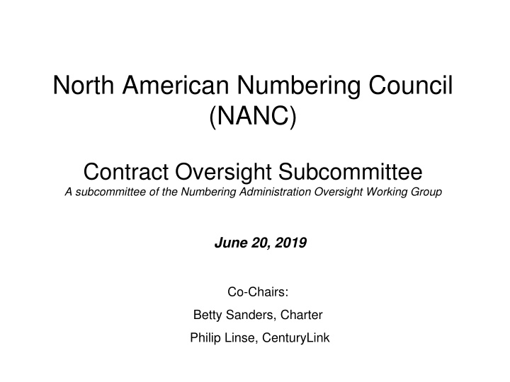 north american numbering council nanc