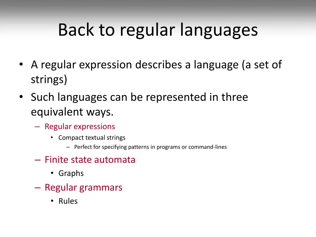 back to regular languages