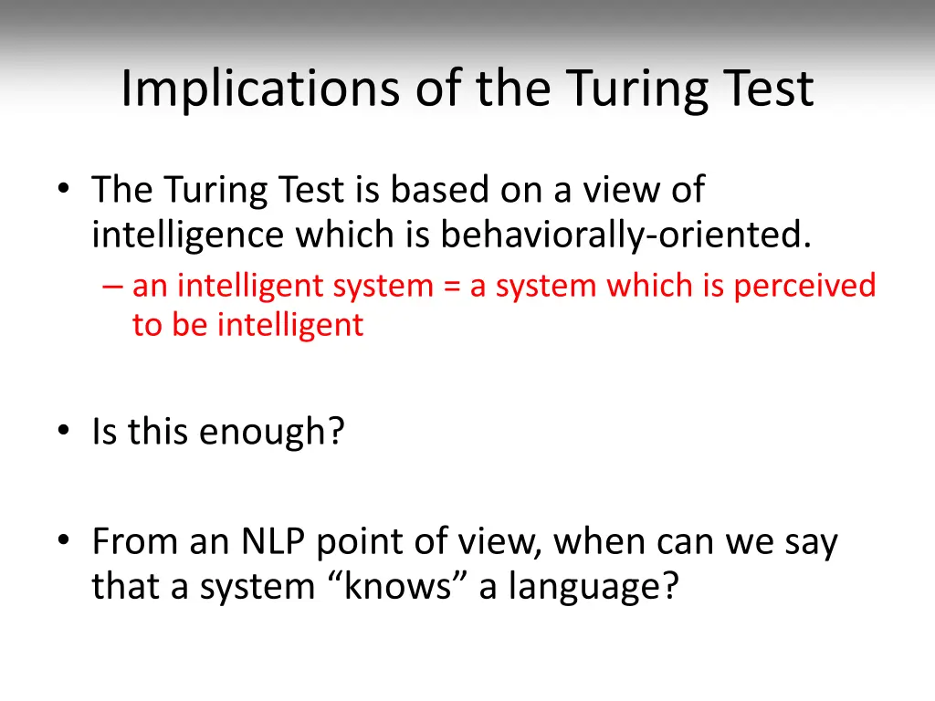 implications of the turing test