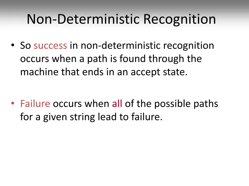 non deterministic recognition