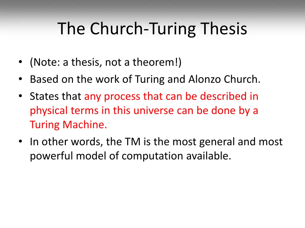 the church turing thesis