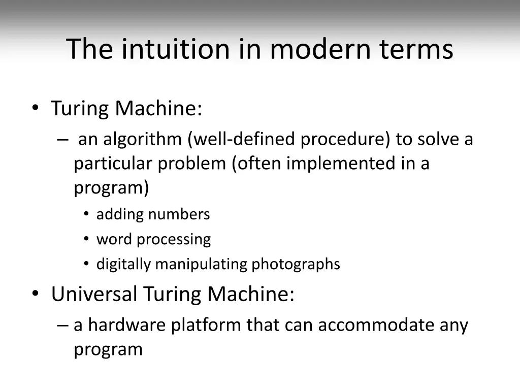 the intuition in modern terms