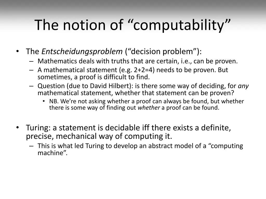 the notion of computability