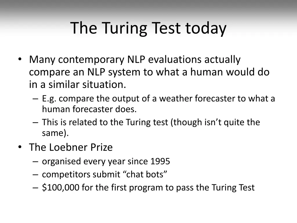 the turing test today